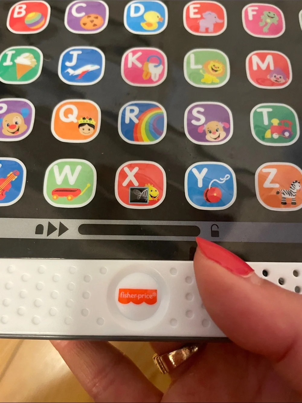Fisher-Price White Kids Alphabet Learning Tablet with Colorful Buttons